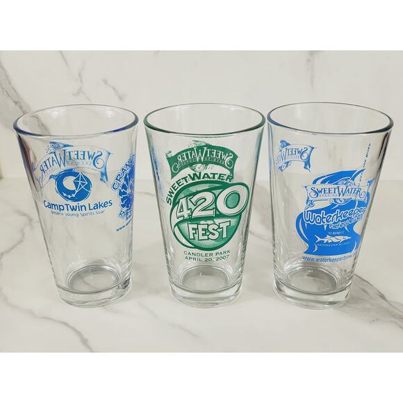 Sweetwater Brewing Company Pint Beer Clear Glass 16oz Drinkware 5 1/2" x2 - Picture 6 of 14
